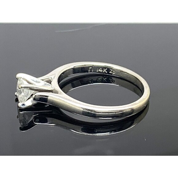 Engagement Ring 0.45ct Diamond Princess Solitaire 14k White Gold Women S… - Picture 2 of 15